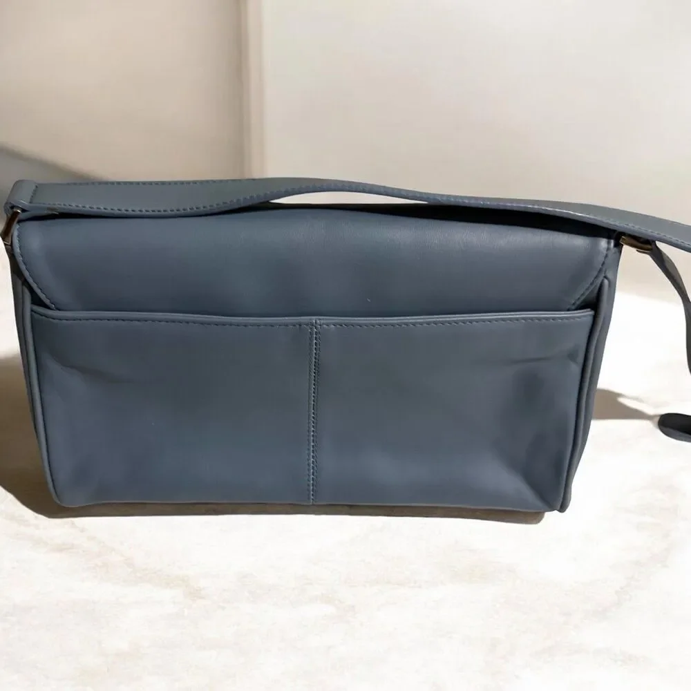 Charter Club Blue Gray Crossbody Bag Adjustable Strap Tassel Flap